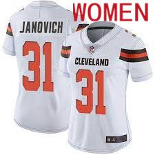 Women Cleveland Browns #31 Andy Janovich Nike White Player Game NFL Jersey->women nfl jersey->Women Jersey
